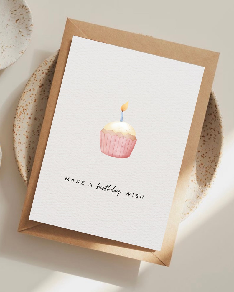 Make a Birthday Wish Printable Birthday Card, Greeting Card, Downloadable Card, Happy Birthday Card, 5x7 and 4x6 Foldable Card, Blank Card image 3