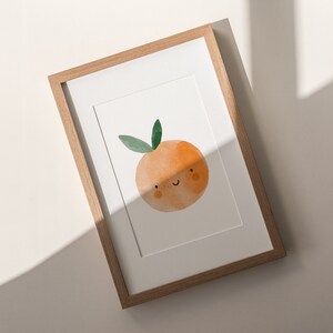 Orange Nursery Decor Print, Digital Art Download, Orange Fruit Illustration Wall Art, Orange Printable Art, Cute Boys Girls Bedroom Art image 2