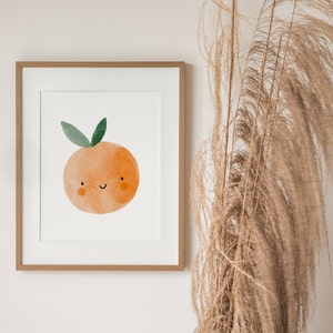 Orange Nursery Decor Print, Digital Art Download, Orange Fruit Illustration Wall Art, Orange Printable Art, Cute Boys Girls Bedroom Art image 4