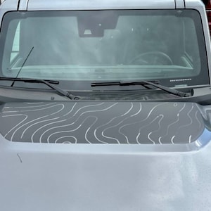 2021 2022 2023 2024 Ford Bronco Hood grafische sticker. Topografisch kaartontwerp MAT ZWART