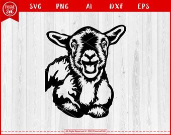 Cute Lamb Svg Files 01, Goat Clipart, Goat Svg, Farm Animal Svg, Goat Head Svg, Silhouette for Goat lovers