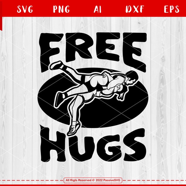 Free Hugs Wrestling Svg, Wrestle Svg, Wrestling Mom Svg, Sports Svg, Clipart, Cricut, Png, Silhouette