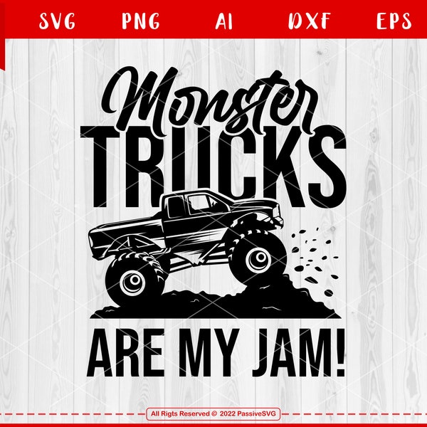 Monster truck svg file my jam - Truck Svg, Car Svg, 4x4 off road svg, truck png, vehicle svvg, big truck svg