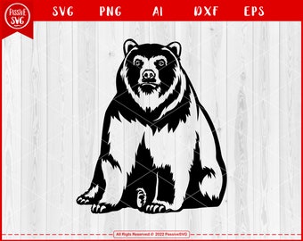 Cute Bear Svg File #01 - Bear Silhouette, Bear Png, Grizzly Bear Svg, Family Bear Svg for Bear lovers