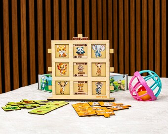 Toddler Toys, Educational Wooden Puzzle, Handmade English Learn Toy, Gifts For Kids, Animal Puzzle, Montessori Toy 2 Year Old, Nursery Decor