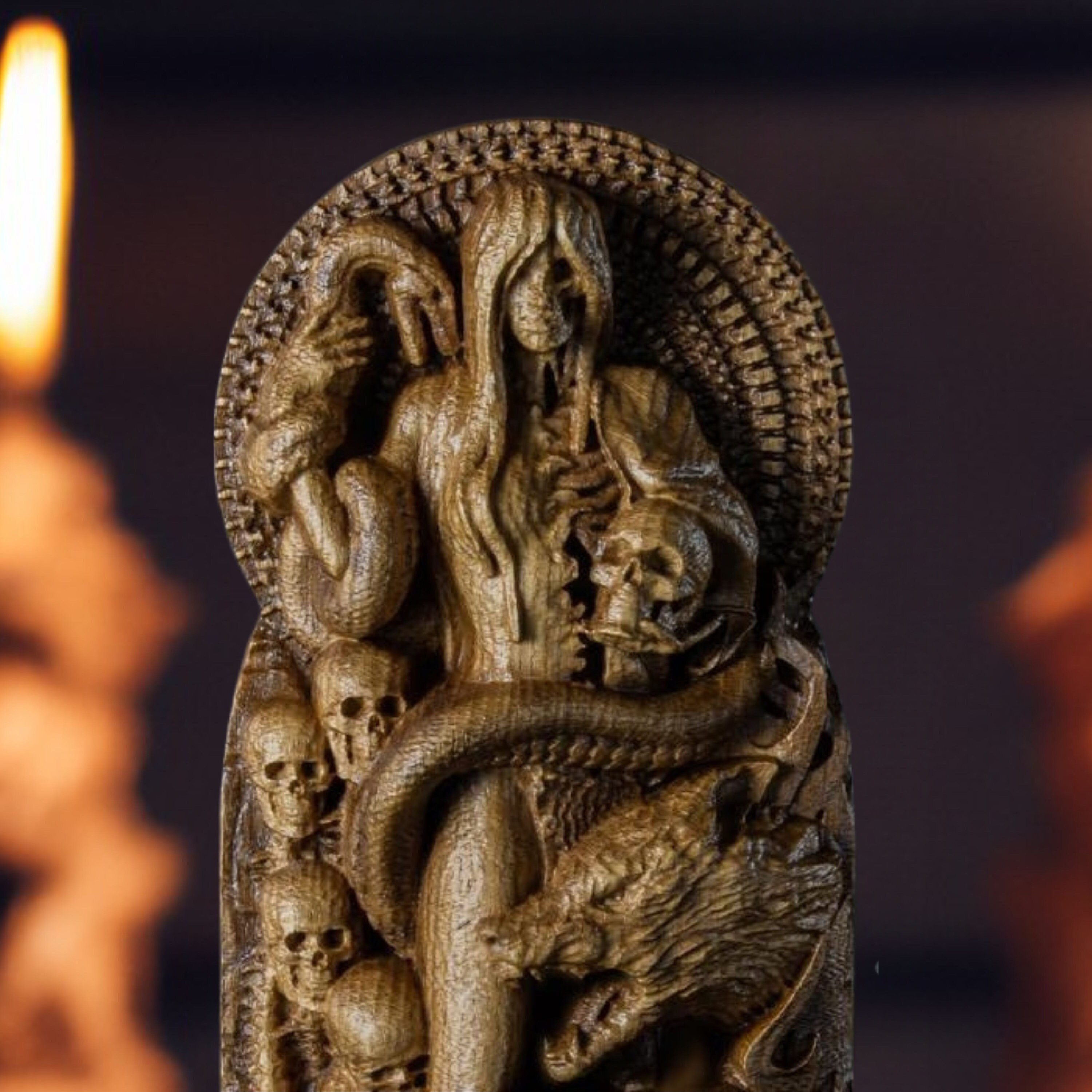 Hel Statue Hel Statuette Hel Norse Goddess Viking Pagan Wood Carving