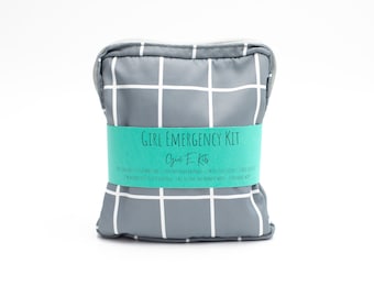 First Period Kit for Girls Tween/Teen Emergency Kits -Menstrual Kit - Girl Emergency Kit - Kits for girls 8-16 Dark Grey Plaid