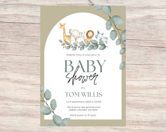 Jungle theme baby shower invitation