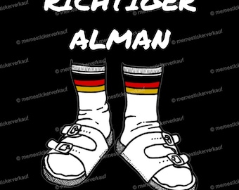 Richtiger Alman sandalen mit Socken meme Vinyl Aufkleber Sticker Malle