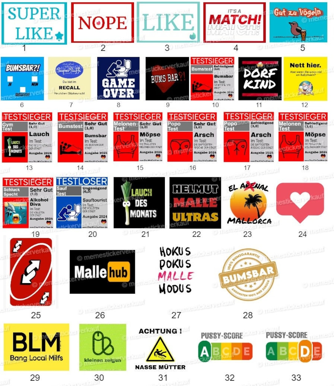 Testsieger Hurensohn Sticker Bundle - 50 Stück Wetterfeste Fake Aufkleber Für Lustige Streiche