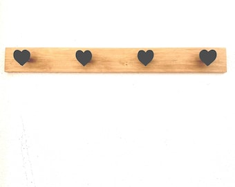 Wooden coat rack for children's rooms | Heart-shaped wall hook | Children's wardrobe | Nursery decor for girls and boys