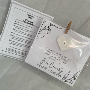 10x Personalised Paper Seed Funeral Favours