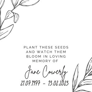 10x Personalised Paper Seed Funeral Favours image 5