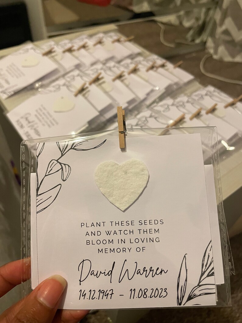 10x Personalised Paper Seed Funeral Favours image 2