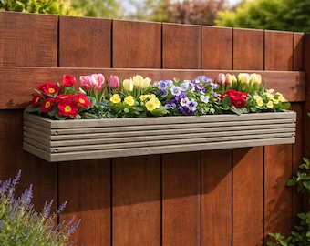 Wall Mounted Wooden Planter Box for Fence, Balcony & Garden | Herb Planter | Window Box Planter