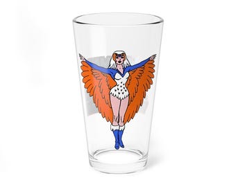 Verre à pinte sorcière - Art des maîtres de l'univers - Cadeau rétro MOTU 16 oz - Dessin animé filmé des années 80 - Accessoires de bar Castle Grayskull Guardian