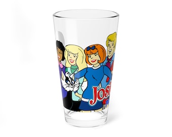 Vaso de pinta de Josie y las Pussycats, 16 oz - Dibujos animados de Archie Comics - Valerie, Melody, Alexander, Alexandra, Sebastian