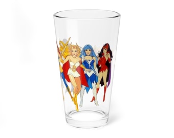 Vaso de pinta She-Ra, Princesa del Poder, 16 oz - Catra, Angella, Frosta, Glimmer - Dibujos animados de Filmation - Conexión He-Man