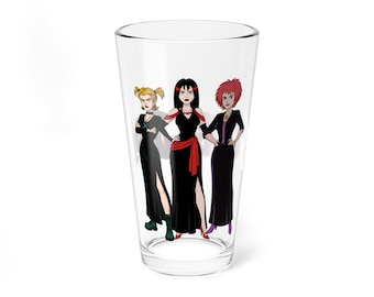 Vaso de pinta Hex Girls - Arte de Scooby Doo - 473 ml Thorn Dusk Luna Gothic Vampire Rock - Película Witch's Ghost - Artículos de bar de la banda Eco-Goth Girl Power