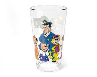 Top Cat Pint Glass, 16oz - Hanna-Barbera Saturday Morning Cartoon, 1960s - Benny the Ball, Brain, Choo-Choo, Fancy-Fancy