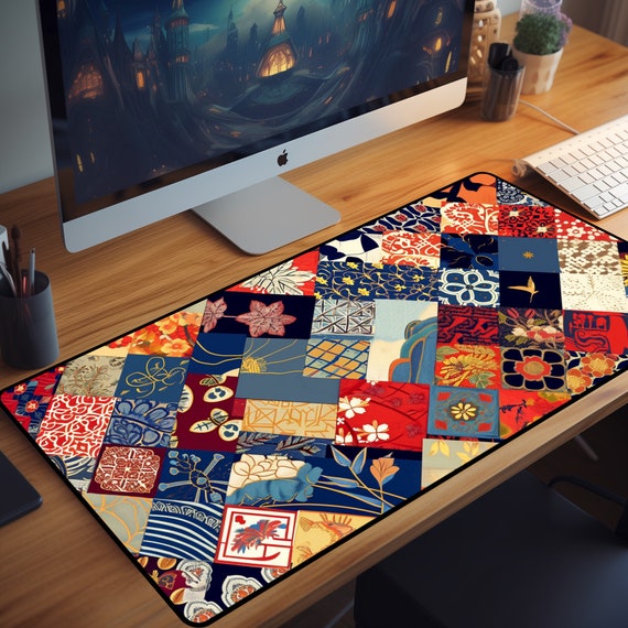 Colorful Patchwork Desk Mat Quilt Mousepad Cute Accessories Aesthetic Deskmat Desk Pad Mouse Pad Mousemat Trendy Workspace Xxl Gaming Etsy