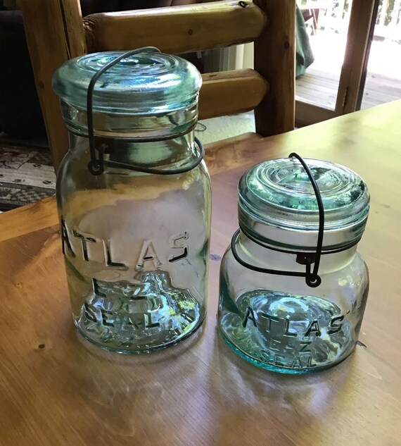 2 Vintage Atlas EZ Seal Glass Canning Jars From the 1930s Etsy