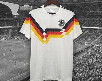 1990 Vintage Retro Germany Home Football/Soccer Jersey, Customizable Name and Number, World Cup Germany Shirt Kit, Matthäus, Voller