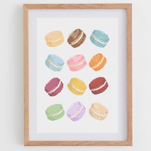 Macarons Poster Cross Stitch Pattern for Modern & Pretty Kitchen Decor (PDF Chart, Instant Download)