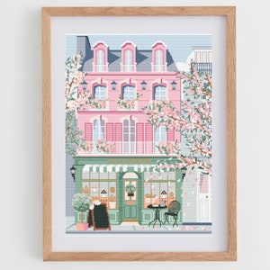 Französische Fassade Kreuzstichmuster für moderne & schöne Deko (PDF-Vorlage, Sofort-Download)