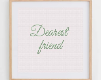 Dearest Friend: Cross Stitch Alphabet Pattern Small Size | Cross Stitch Alphabet Caligraphy Chart | Handwritten Cross Stitch Font PDF Size S