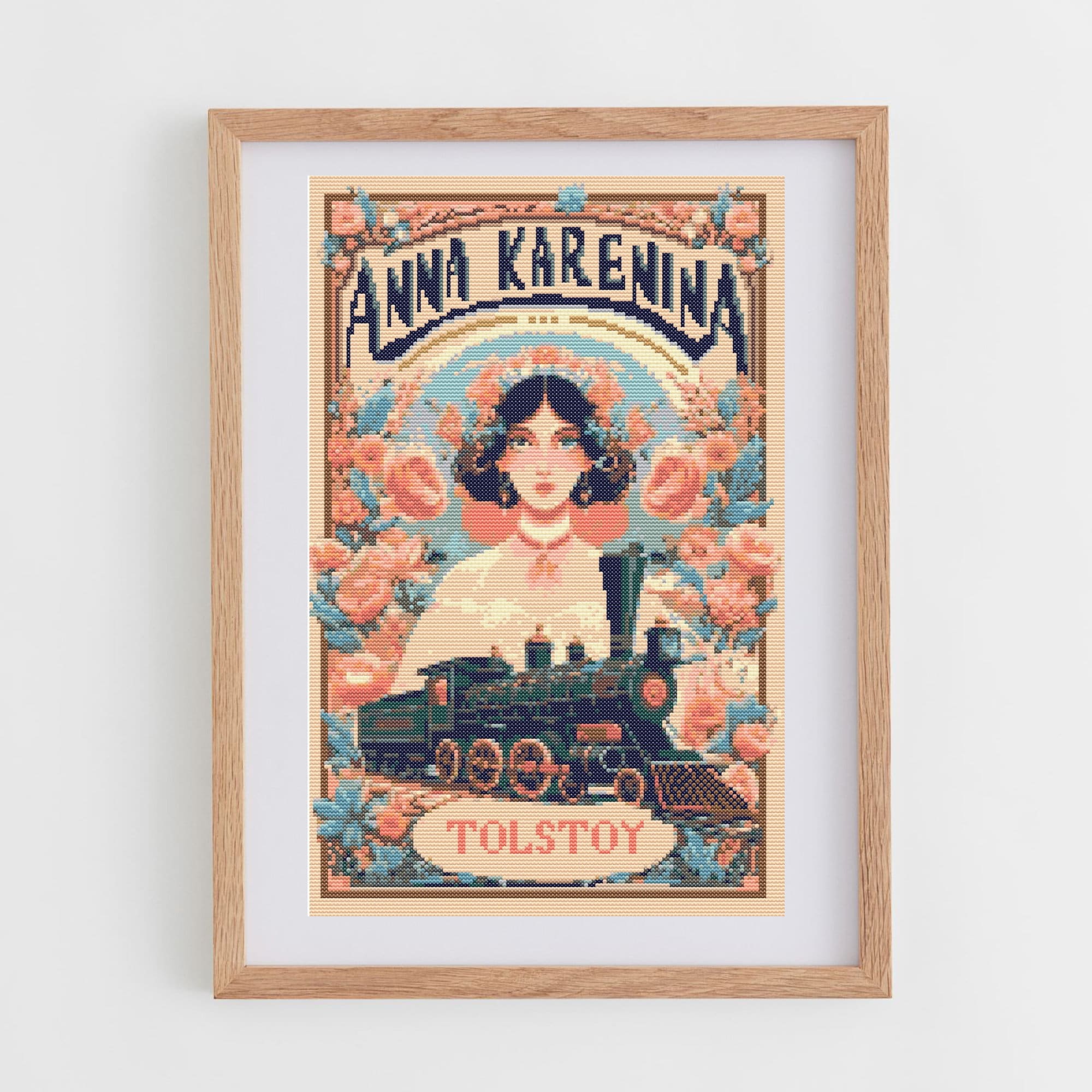 Anna Karenina Book Cross Stitch Pattern by Tolstoy  | Cross Stitch Chart PDF Book Cover | Original DIY Gifts for Book Lovers