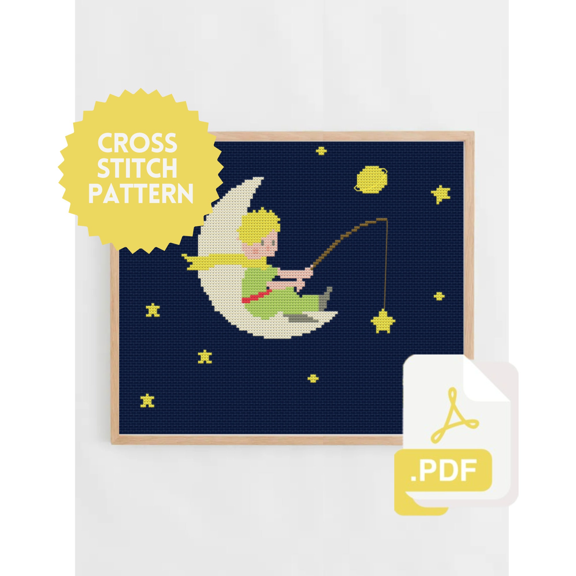 Le Petit Prince Cross Stitch Hoop Art. Little Prince Hoop Art. Modern Cross  Stitch.