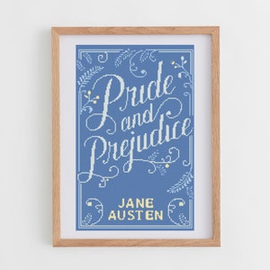 Book Cross Stitch Pattern: Pride and Prejudice | Book Cover Cross Stitch Chart | DIY Gift Ideas For Book Lovers | Modern Cross Stitch PDF