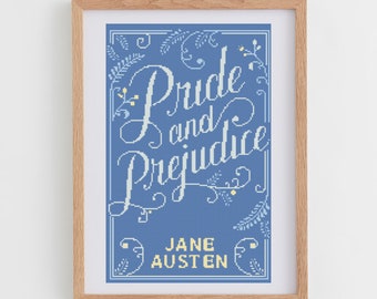 Book Cross Stitch Pattern: Pride and Prejudice | Book Cover Cross Stitch Chart | DIY Gift Ideas For Book Lovers | Modern Cross Stitch PDF