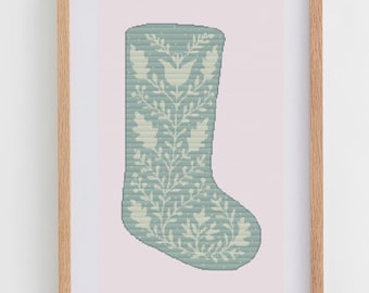 Winter Flowers Stocking: Cross Stitch Pattern for Modern & Pretty Christmas Decor (PDF Chart, Instant Download)