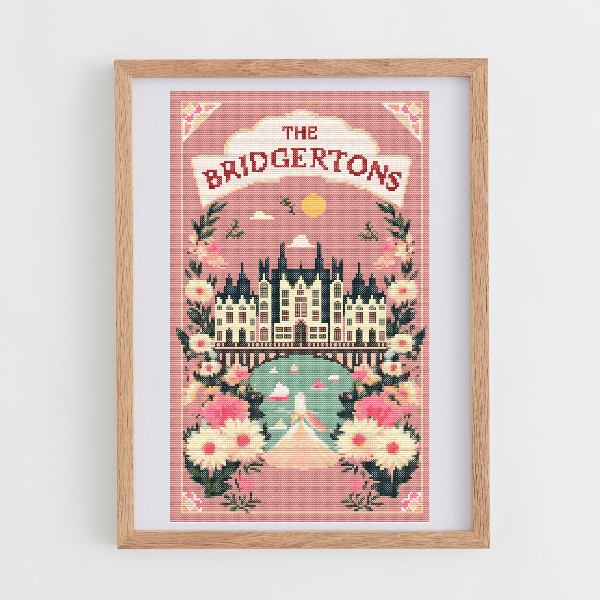 The Bridgertons Book Cross Stitch Pattern | Pretty Modern Cross Stitch Chart PDF Book Cover | Original DIY Gifts for Book Lovers