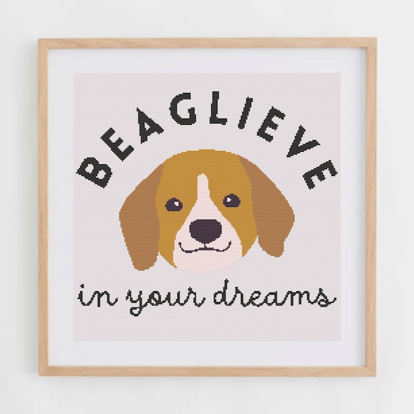 Beaglieve In Your Dreams Cross Stitch Pattern | Beagle Cross Stitch Chart | Dog Cross Stitch PDF | DIY Gift Ideas For Dog Lovers & Dog Moms