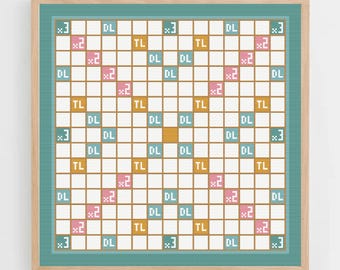 Scrabble (Pastell) Kreuzstichmuster für moderne & schöne Deko (PDF-Vorlage, Sofort-Download)