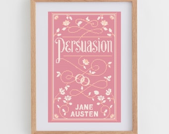 Book Cross Stitch Pattern: Persuasion by Jane Austen | Cross Stitch Chart Book Cover | DIY Gifts for Book Lovers | Cross Stitch Patterns PDF