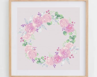 Peonies Cross Stitch Pattern for Modern & Pretty Decor (PDF Chart, Instant Download)