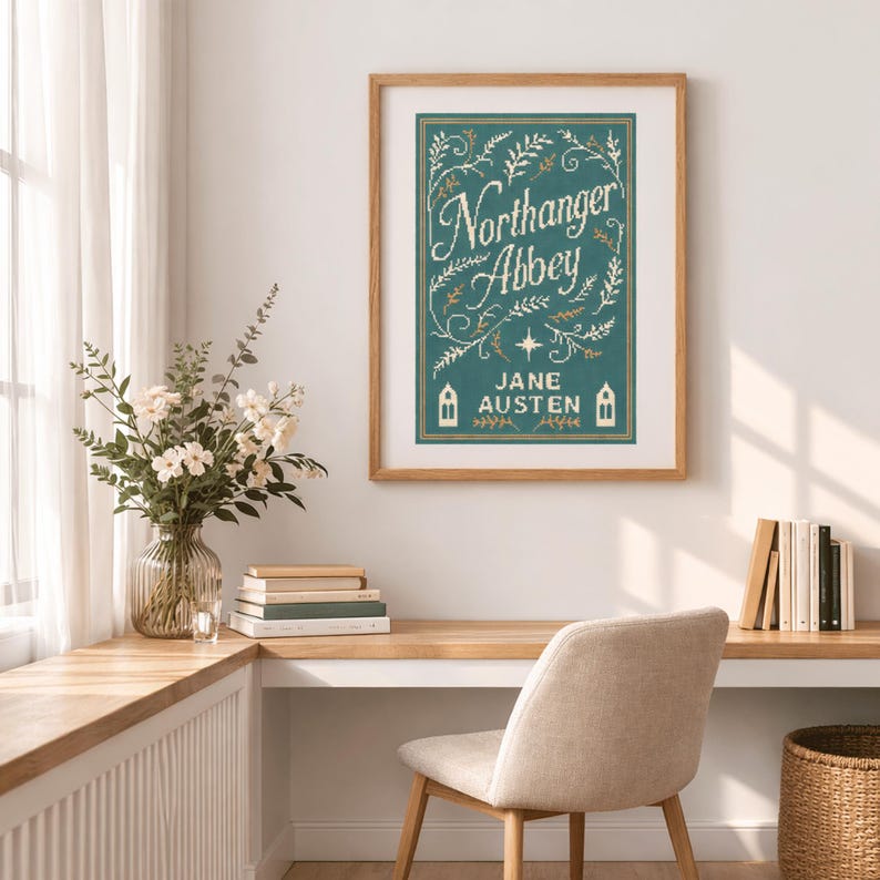 Northanger Abbey (Jane Austen): Book Cover Cross Stitch Pattern for Modern & Pretty Decor (PDF Chart, Instant Download) image 3
