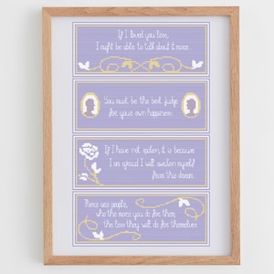 Emma Bookmark Cross Stitch Pattern with Quotes from the Book | 4 Bookmarks Cross Stitch Charts in PDF | DIY Gift Ideas For Book Lovers