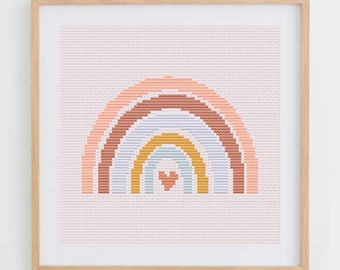 Pastel Rainbow Cross Stitch Pattern for Modern & Pretty Decor (PDF Chart, Instant Download)