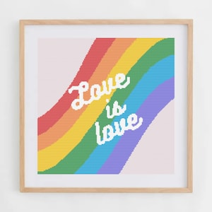 Love is Love Cross Stitch Pattern: LGBTQ+ Pride Rainbow (PDF)