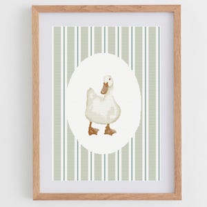Kruissteekpatroon eend portret | Baby kruissteektabel pdf | Klassieke grillige dieren gans kruissteekideeën kinderkamer