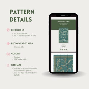 Northanger Abbey (Jane Austen): Book Cover Cross Stitch Pattern for Modern & Pretty Decor (PDF Chart, Instant Download) image 6