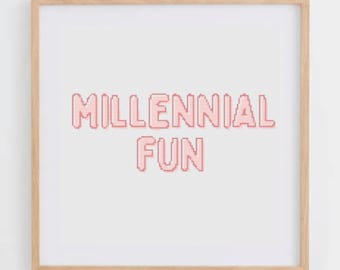 Millennial Fun: Cross Stitch Alphabet Pattern Small Size | Fun Cross Stitch Alphabet Chart | Your Own Text Cross Stitch Font PDF Size S