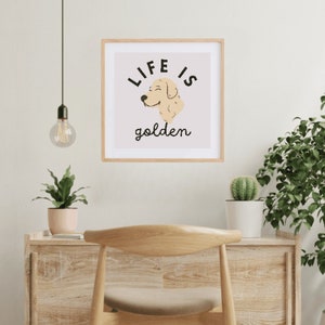 Life Is Golden Cross Stitch Pattern | Golden Retriever Cross Stitch Chart | Dog Cross Stitch PDF | DIY Gift Ideas For Dog Lovers