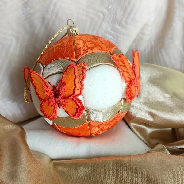 Boule de Noël, Décoration de Noël, Ornement, Idée cadeau, Orange, Or, Papillon, Bleu, Rose, Noir