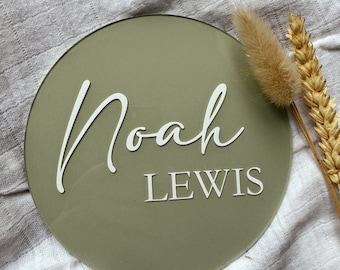 Hello World. Birth Announcement. Acrylic Disc. Acrylic Name. Baby Arrival. New Born Reveal. Baby Shower. Social Media Photo Prop.